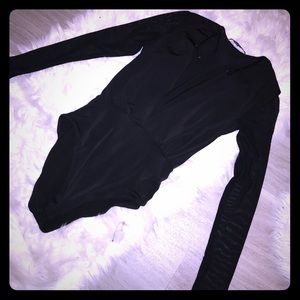 Black low cut body suit